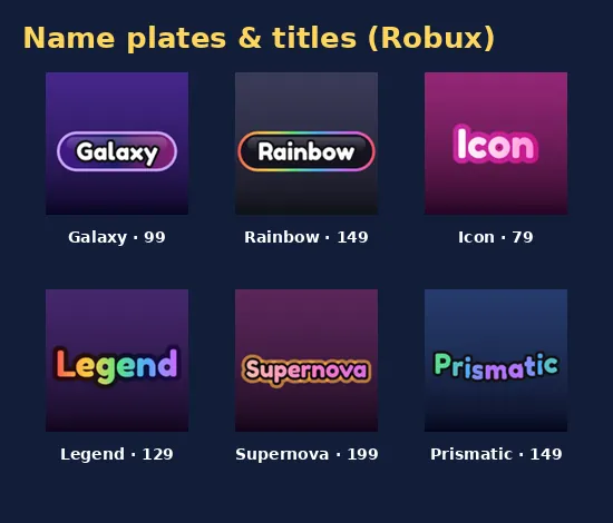 Icons of name plates, titles and name tags
