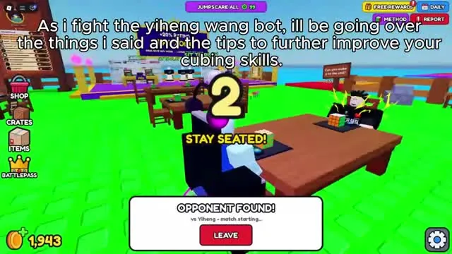 Stay Seated countdown with Opponent Found as a match starts